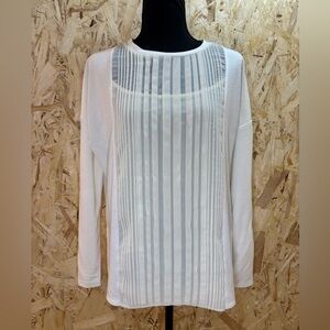 Halston Heritage White and Gray Striped Blouse